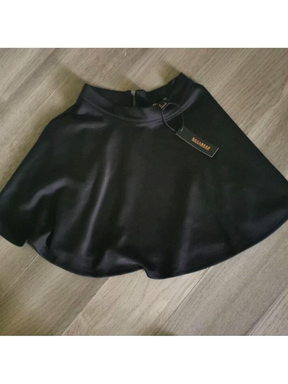 Revamped A line flare black mini skater skirt. NWT. Size small